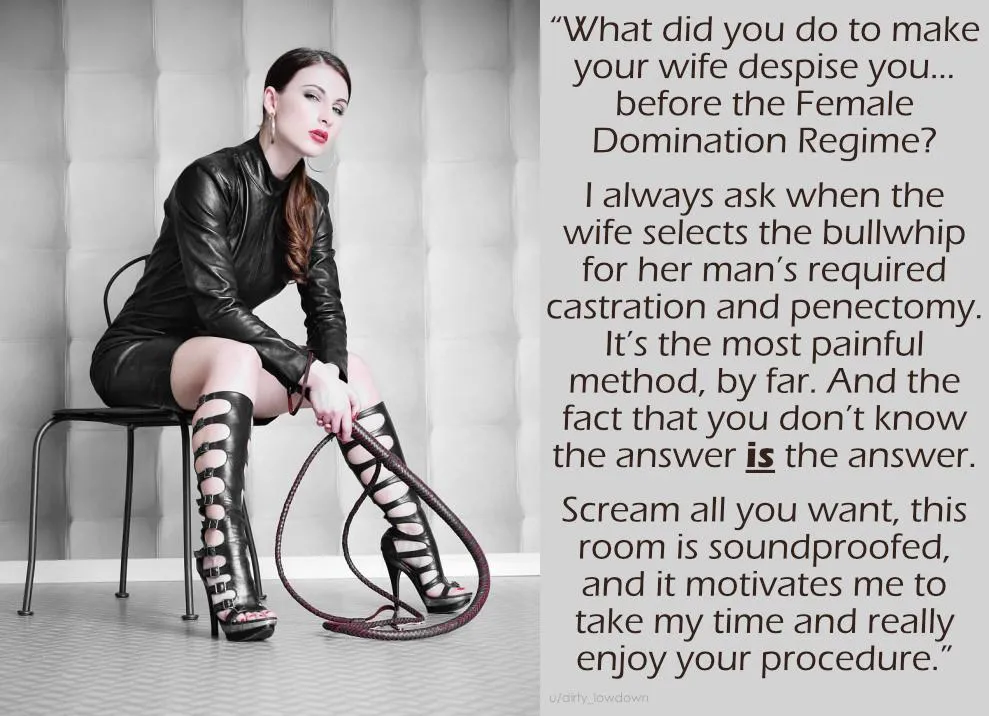 The FemDom Empire Castratrix was able to stretch your procedure out over her entire 8 hour shift. [no imagefap]