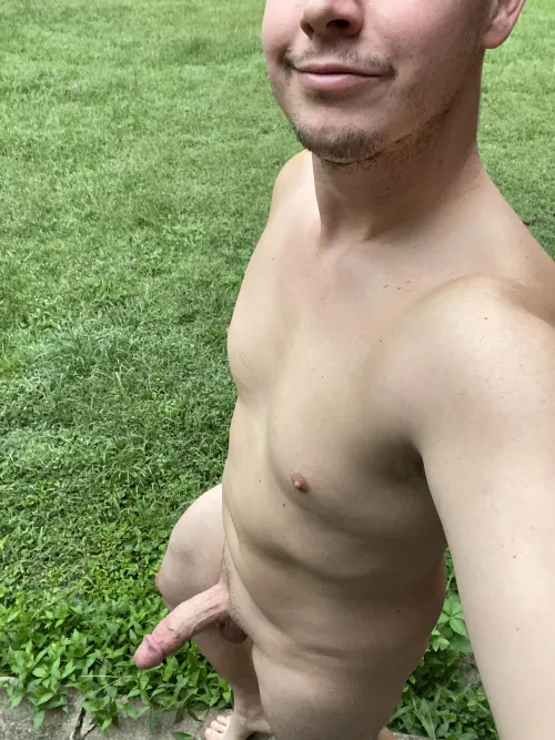 [31] love the fresh morning breeze on my stiff cock!  Could use a hole on this walk though!