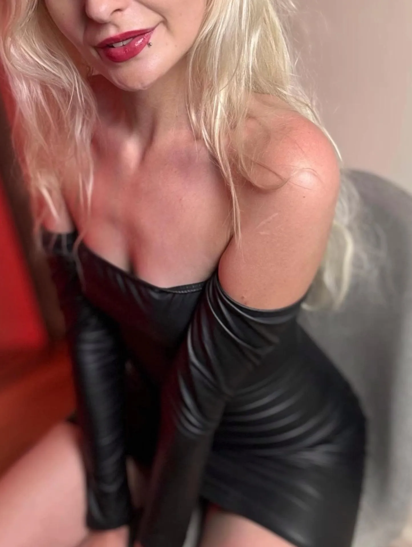 Blonde in black leather