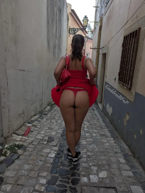 [selling] Matching my panties and dress can make any alley look better.