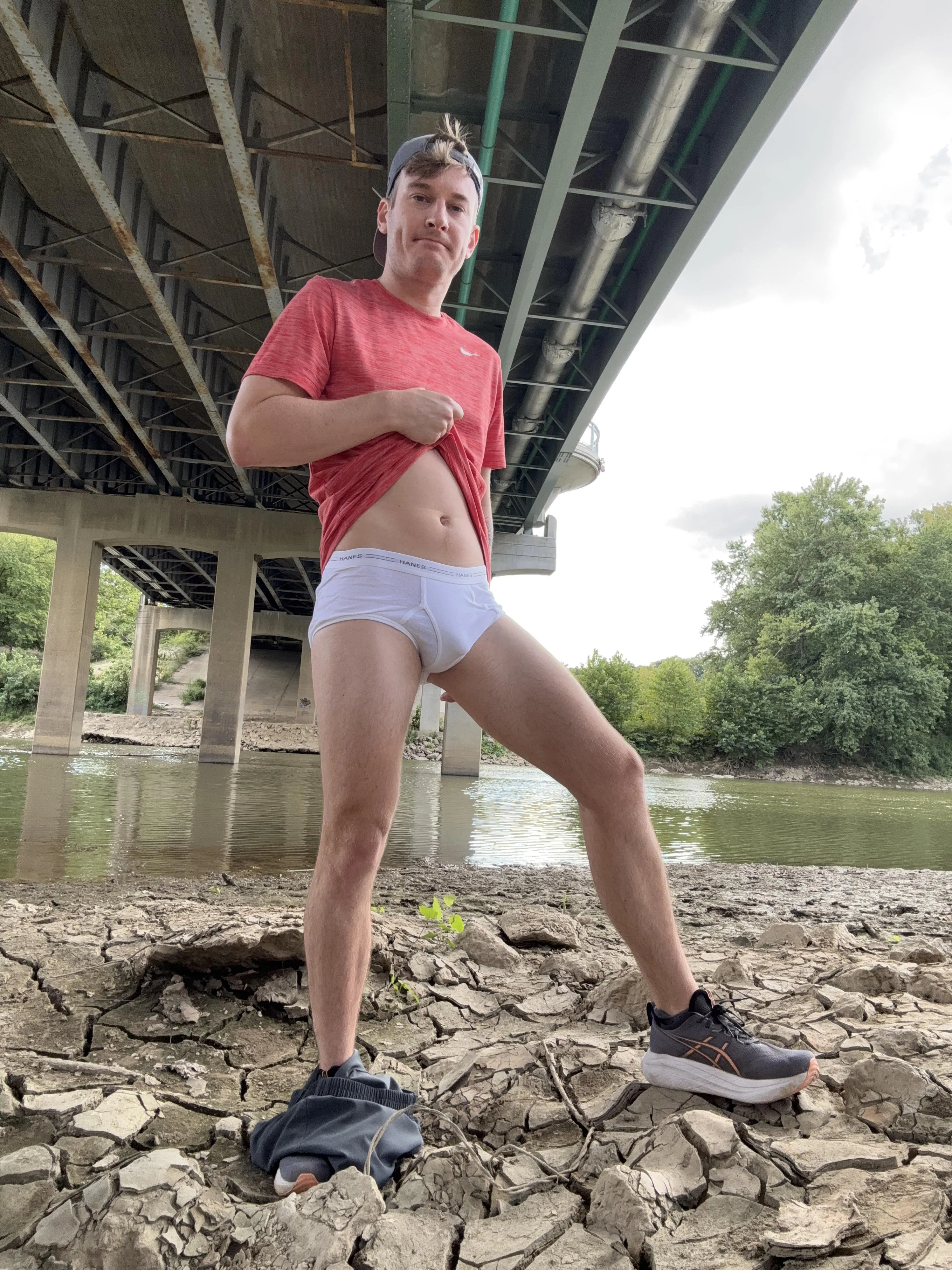 Stopped mid-run and decided to drop trou and expose my tighty whities