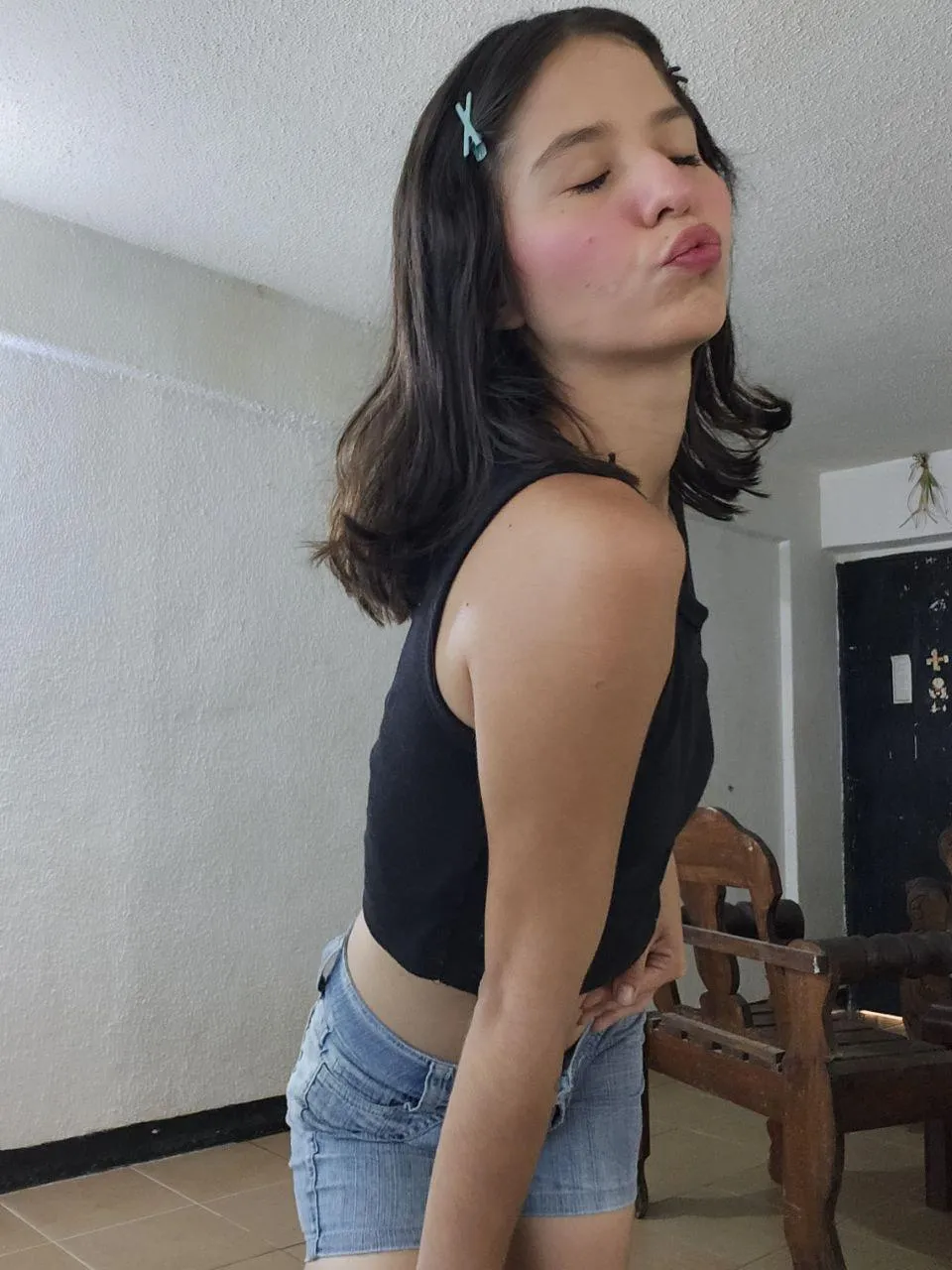 Thin girl with thick lips