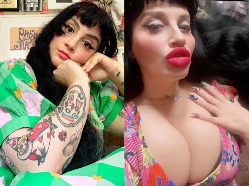 2022 sad, self conscious at an all time low and a lost. Vs. 2024 glowing with happiness, embracing my figure and love my big juicy bimbo pout. Confident and happy 🩷