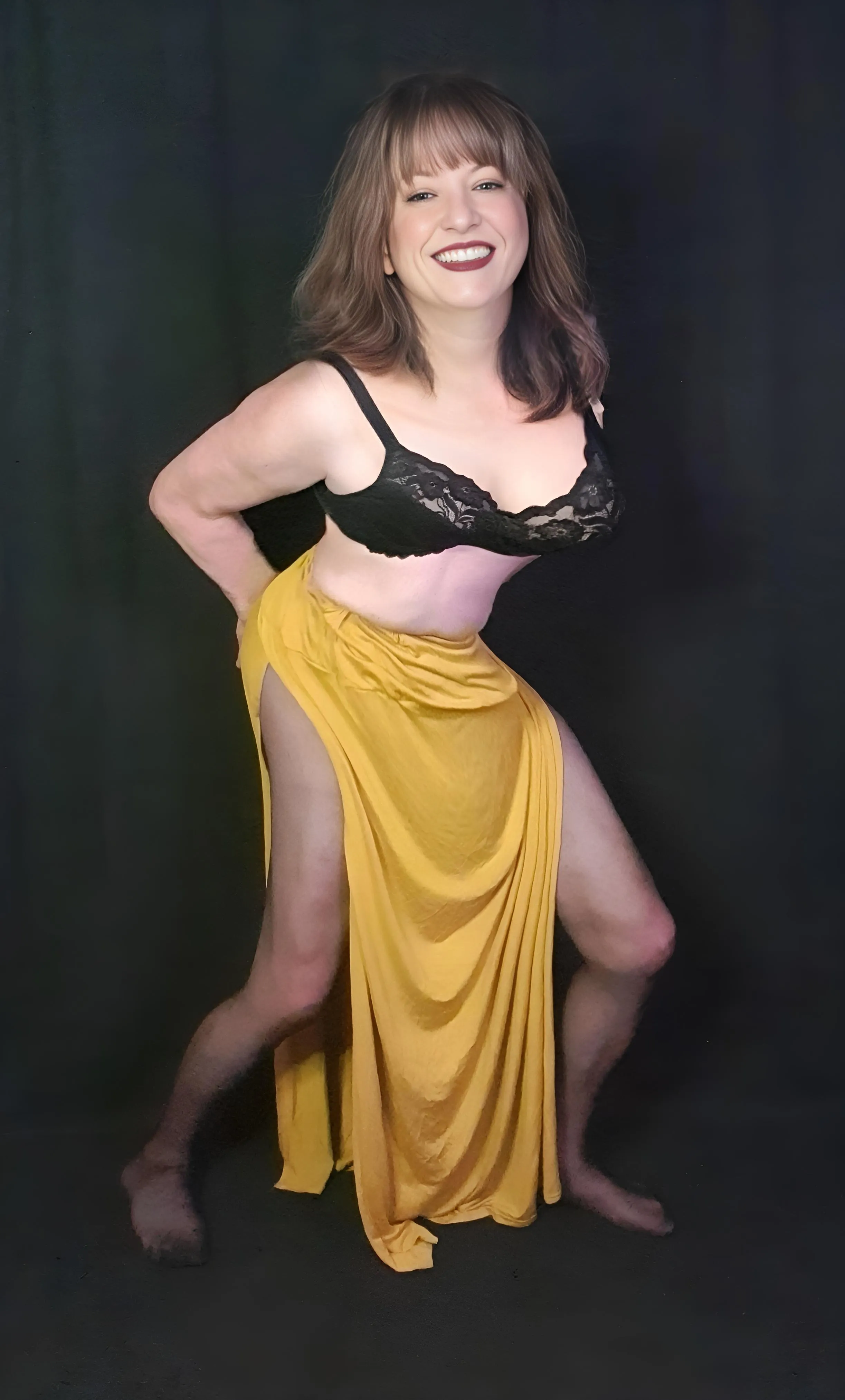 Black nylons with maxi skirt