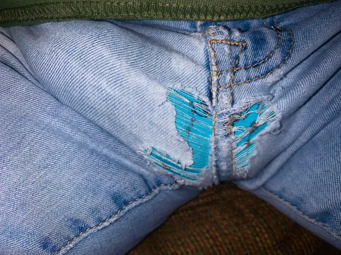 My cock is brutal to jeans