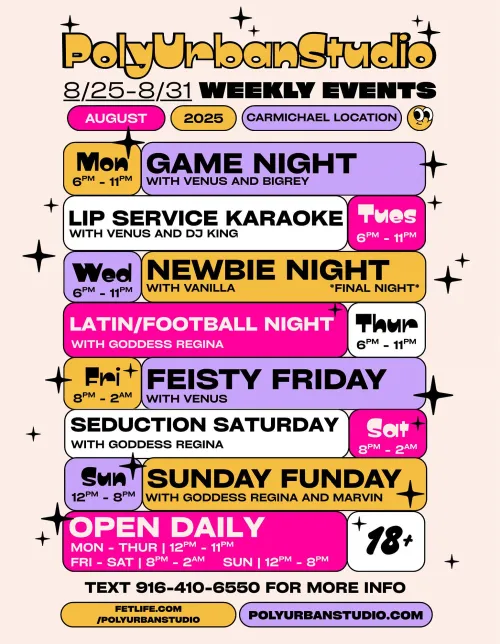 8/25 - 8/31 Event Schedule