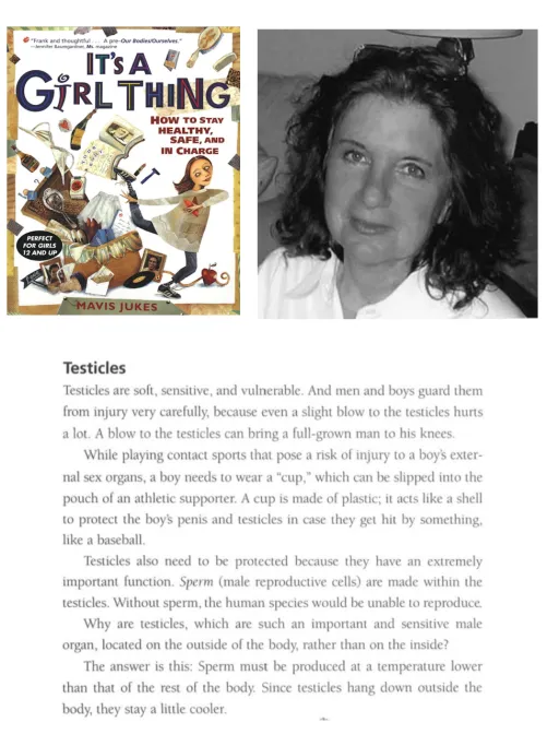 Author devotes a few pages to boys for her girls' puberty book. She makes sure to share the secret