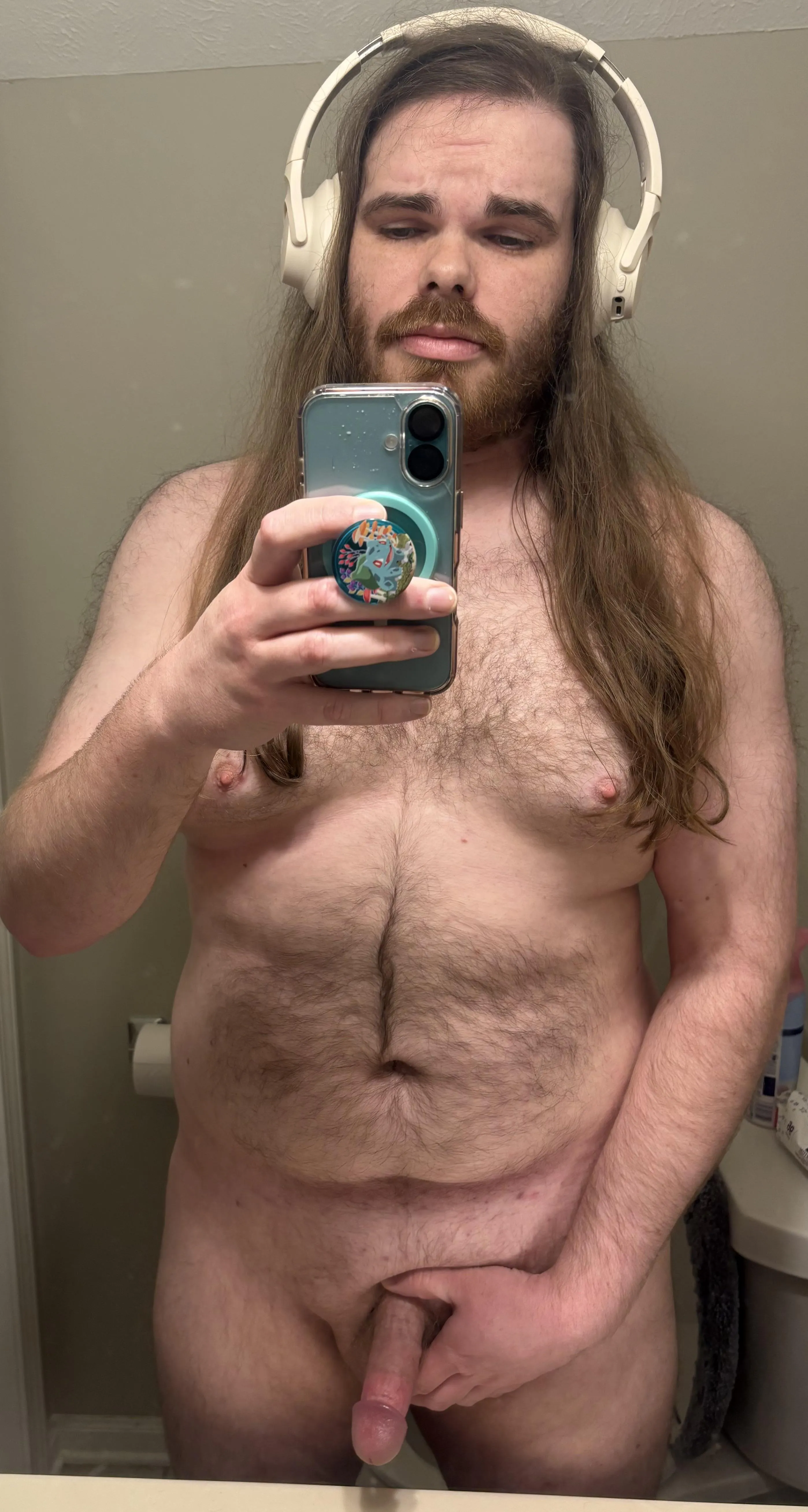 How I usually am.. naked, hard, and jamming to some tunes 🤘🏻