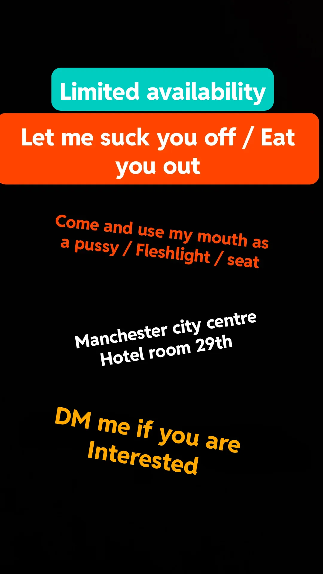 27 [M4A] Last call! Free head, come fuck/ride my face - hotel booked for 29th