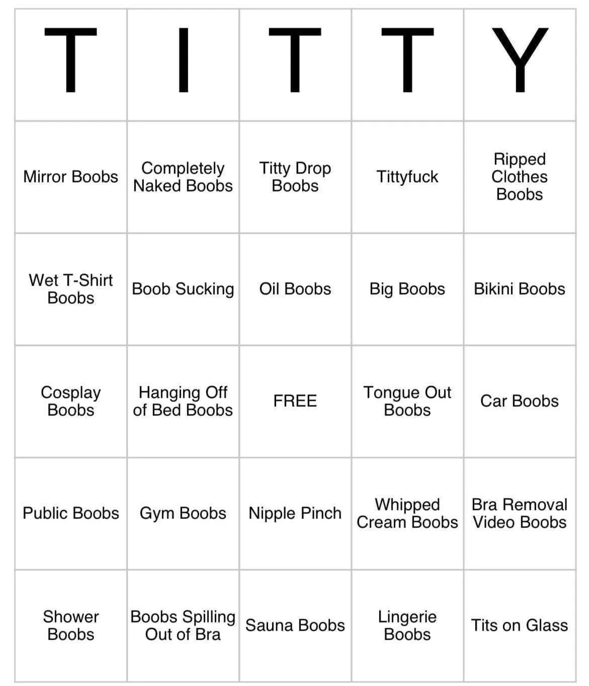 28M, Help me fill in my Titty Bingo card before the other Groomsmen do