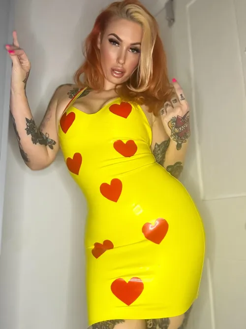 A latex dress, nothing underneath.