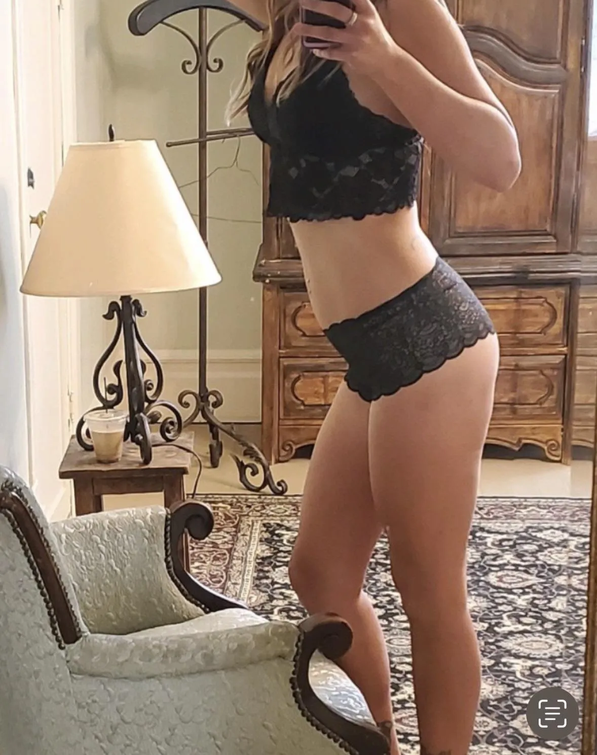 Black lingerie boudoir set.