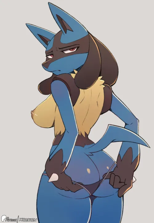 Topless Lucario (kironzen)