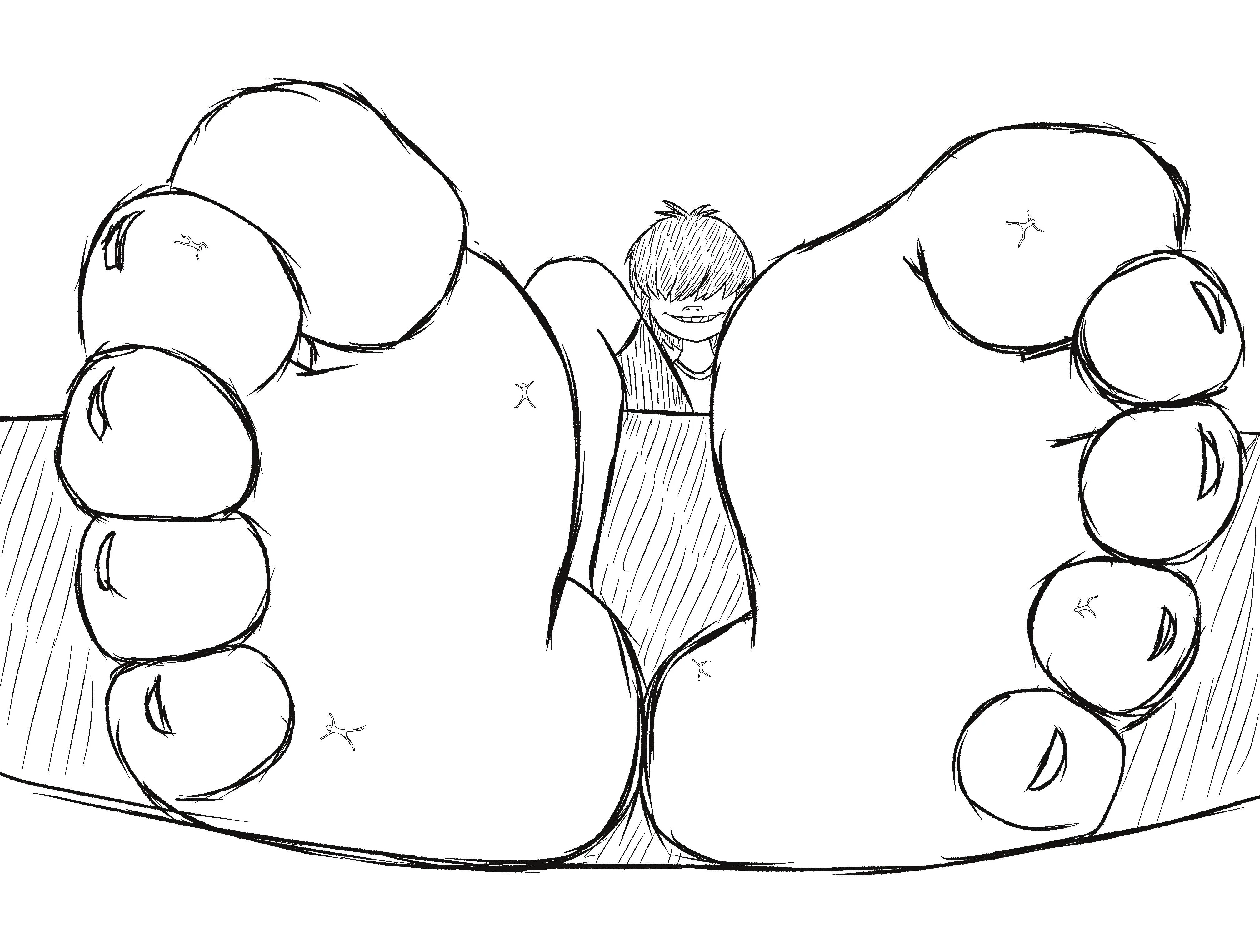 Noodles from Gorillaz giantess feet drawing by me