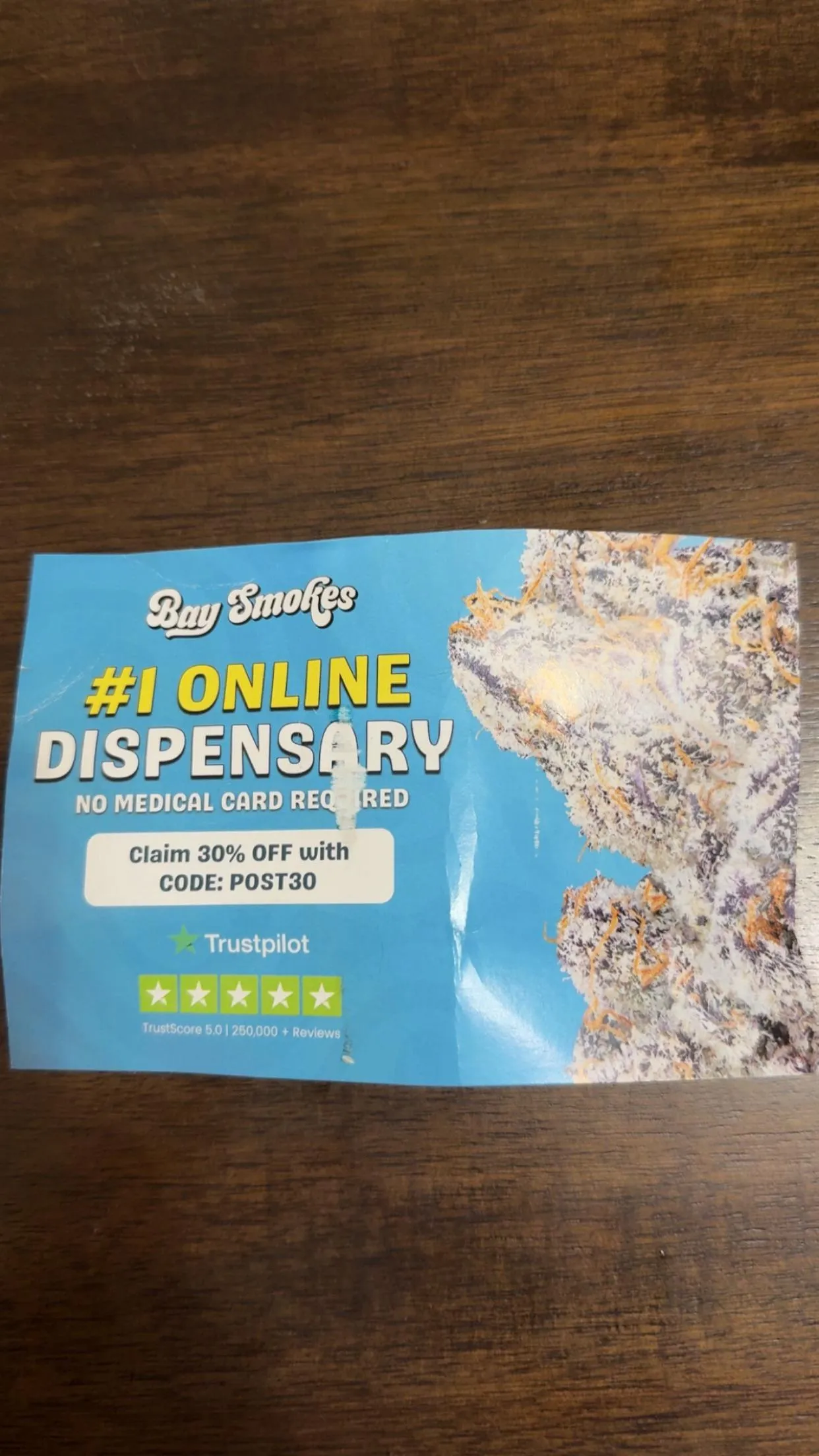 So much for “discreet shipping” Thanks for the giant weed ad, bay smokes