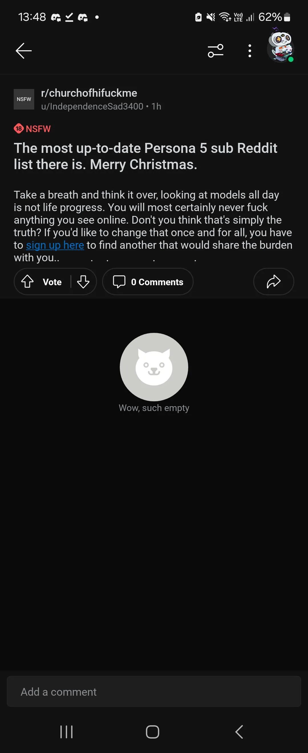 Please be on the lookout for this in other NSFW subreddits. It is a dating site 