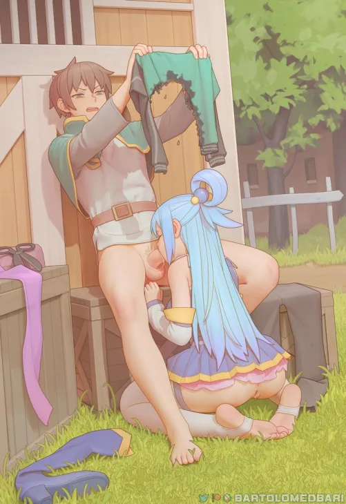 Aqua loves to suck Kazuma's dick (Bartolomeobari)