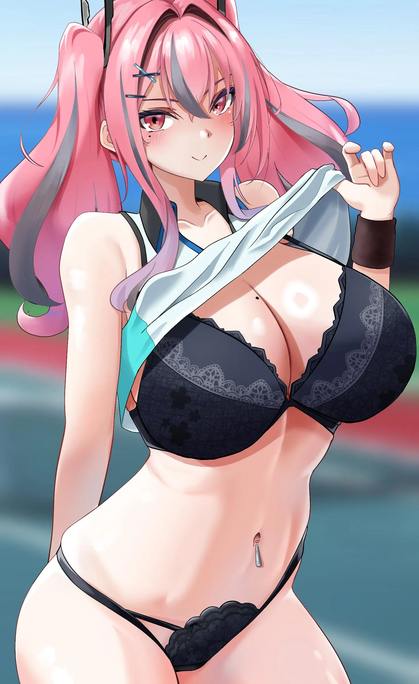 Tennis Bremerton lifting her shirt up (yuuki atori) [Azur Lane]