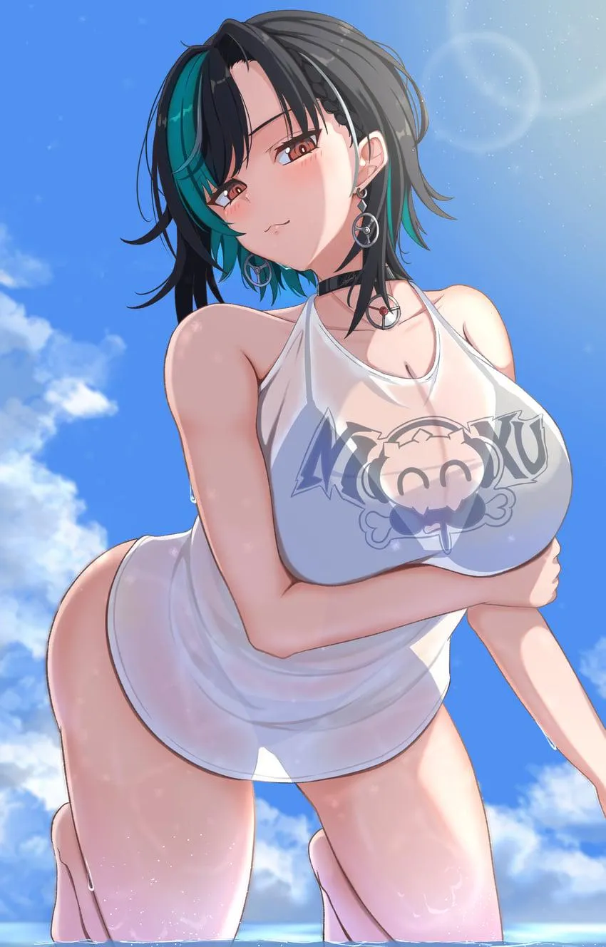 Rindo Chihaya wears transparent top [hololive] (benjamin)