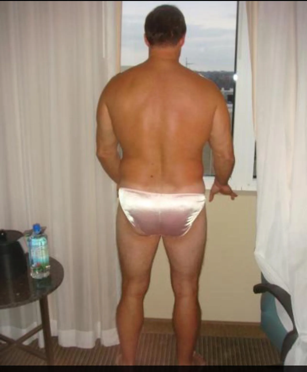 Made to stand in front of a hotel window