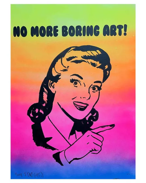 No More Boring Art Rave Print by Barrie J Davies - Unframed Silkscreen print on paper (hand finished), edition of 1/1 A3 size 29cm x 42cm.