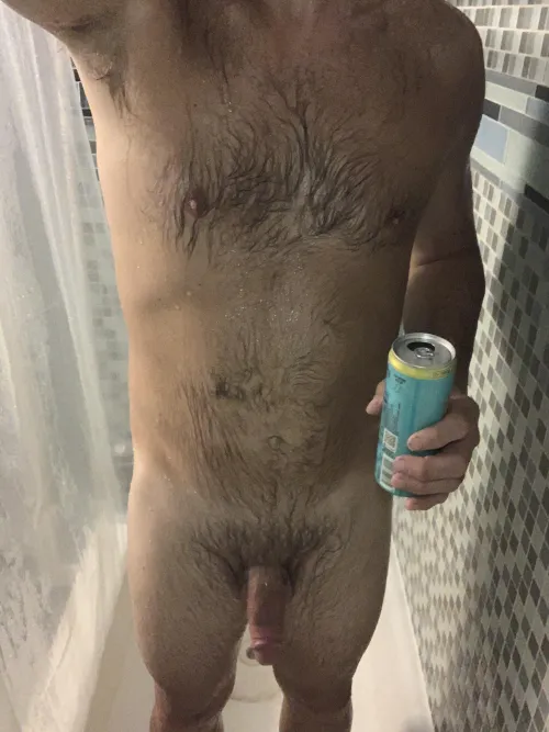 Shower beer after a long day!