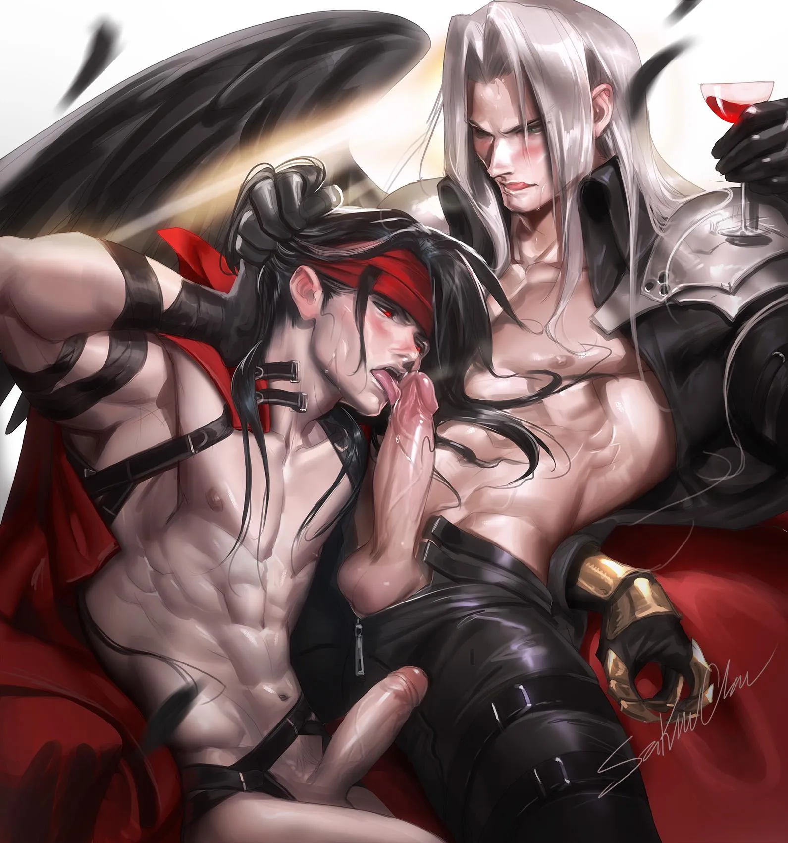 Vincent licks on Sephiroth (Sakimichan)