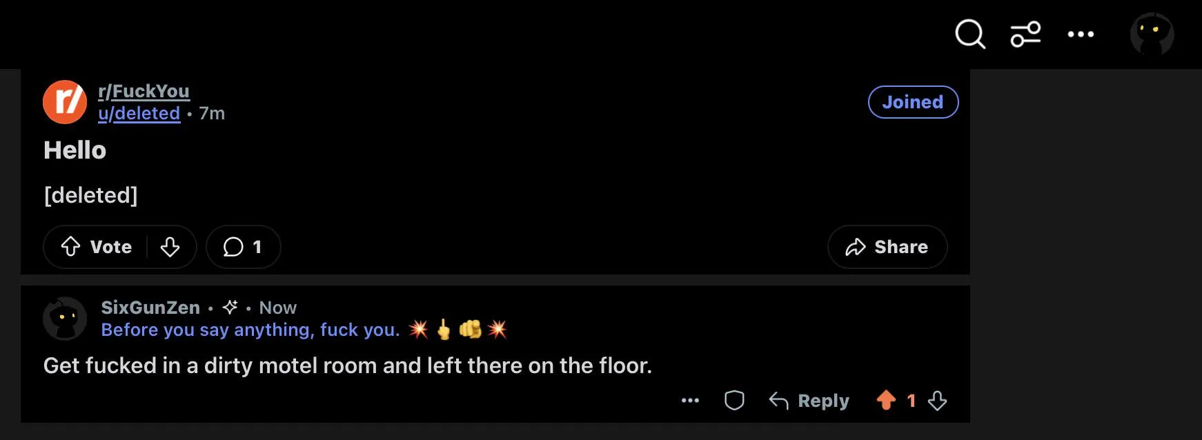 Good fuckin morning, you ambulatory turds!! Fuck you.