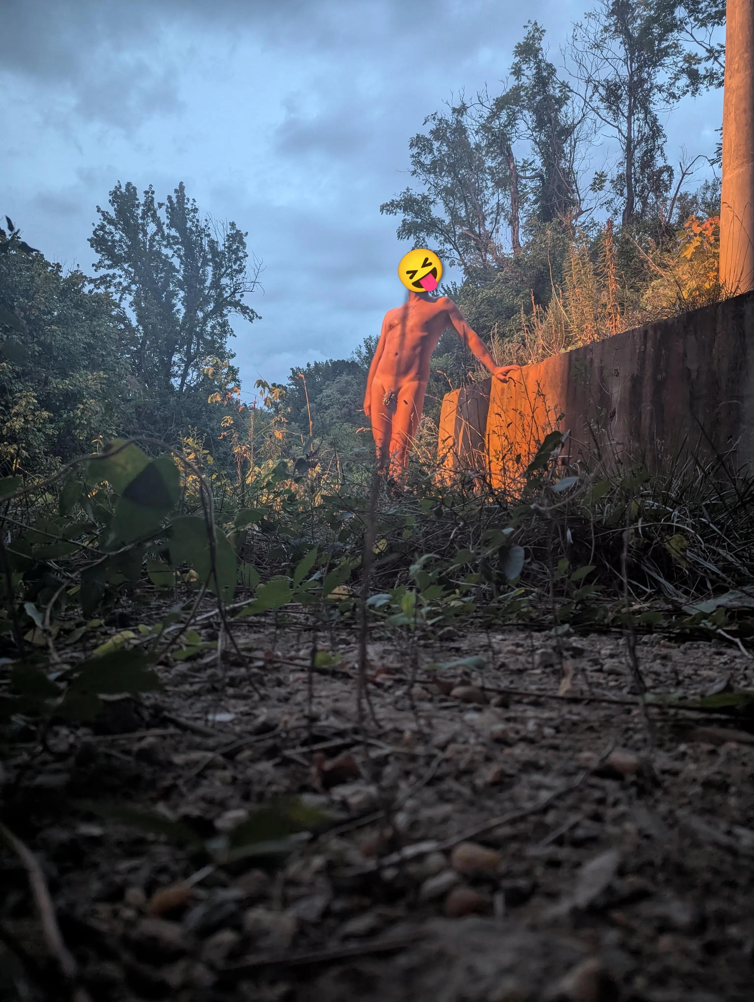 Chastity on a walking path near downtown