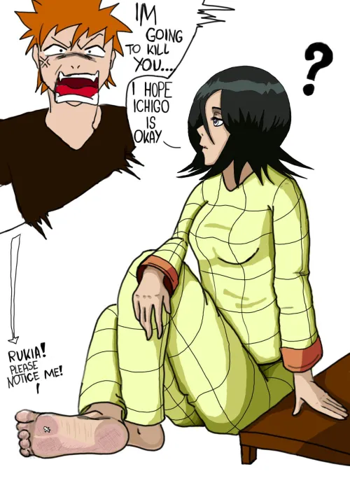 Giantess unaware Rukia feet