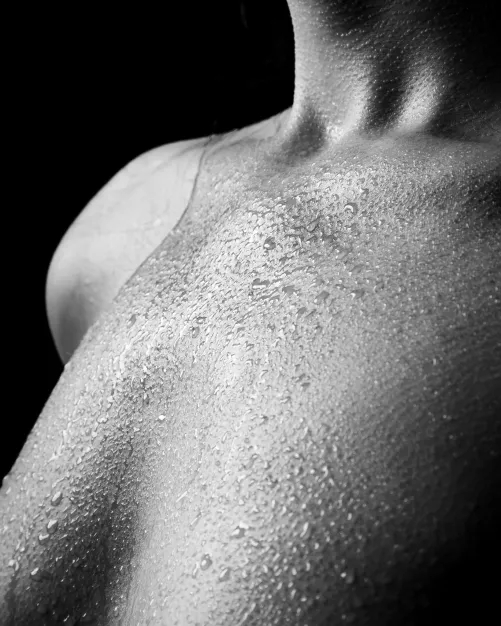 Anonymous model playing wet