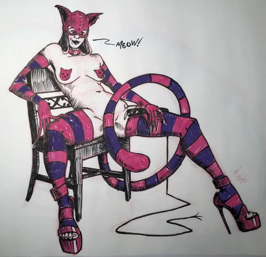“Lady Cheshire”, pen + marker, by me