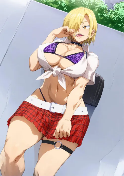 Ryukyuu as a shameless big titty gyaru (child_flame)