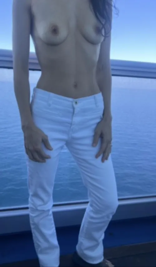 I spent most of my swinger cruise topless in jeans