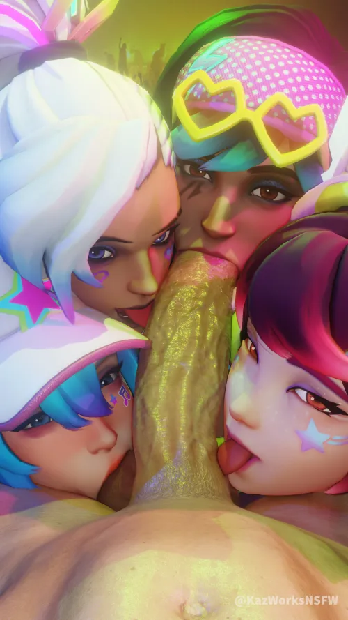 Pharah and the other girls at the music fest~ (KazWorksNSFW) [Mercy, Sombra, Juno]
