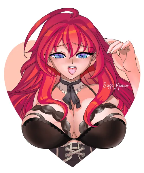 Rias fanart💋 She’s teasing you with that look… what would you do if it was real?
