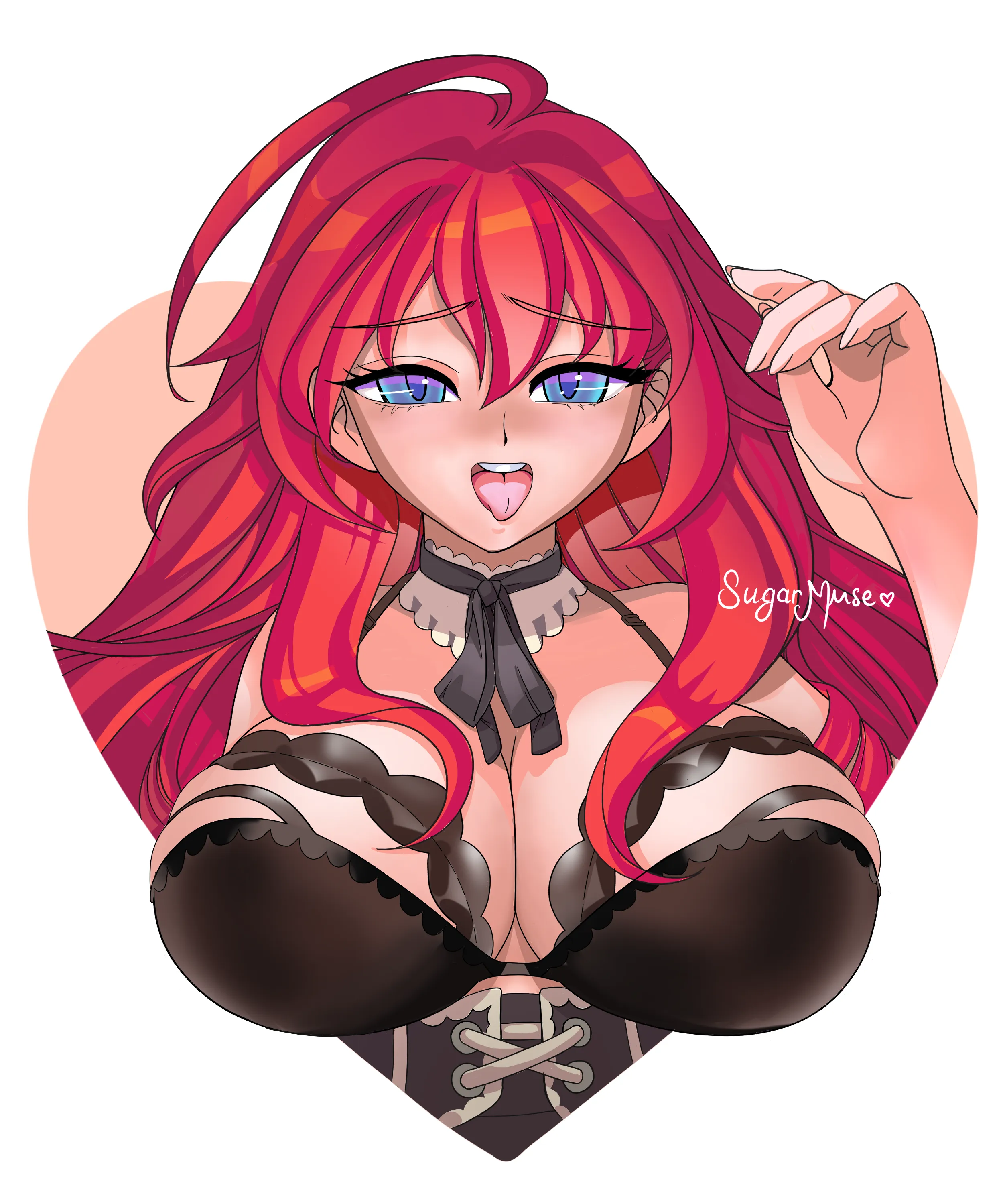 Rias fanart💋 She’s teasing you with that look… what would you do if it was real?
