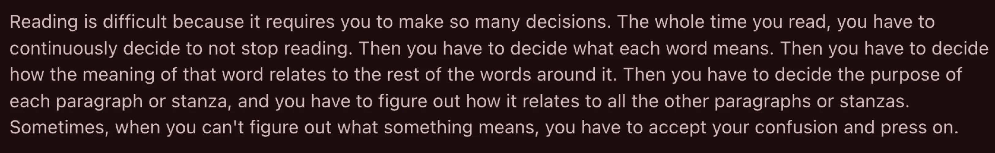 Smh this mf just explained perfectly why you shouldnt read