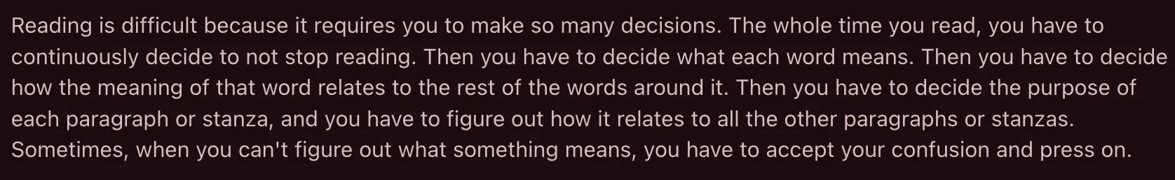 Smh this mf just explained perfectly why you shouldnt read