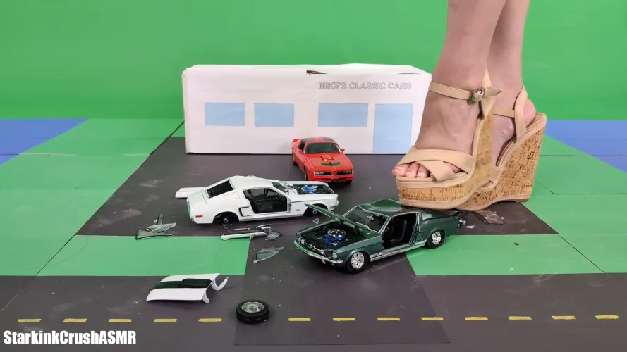 10+ minutes of stepping on toy cars in big cork wedges if that's your thing