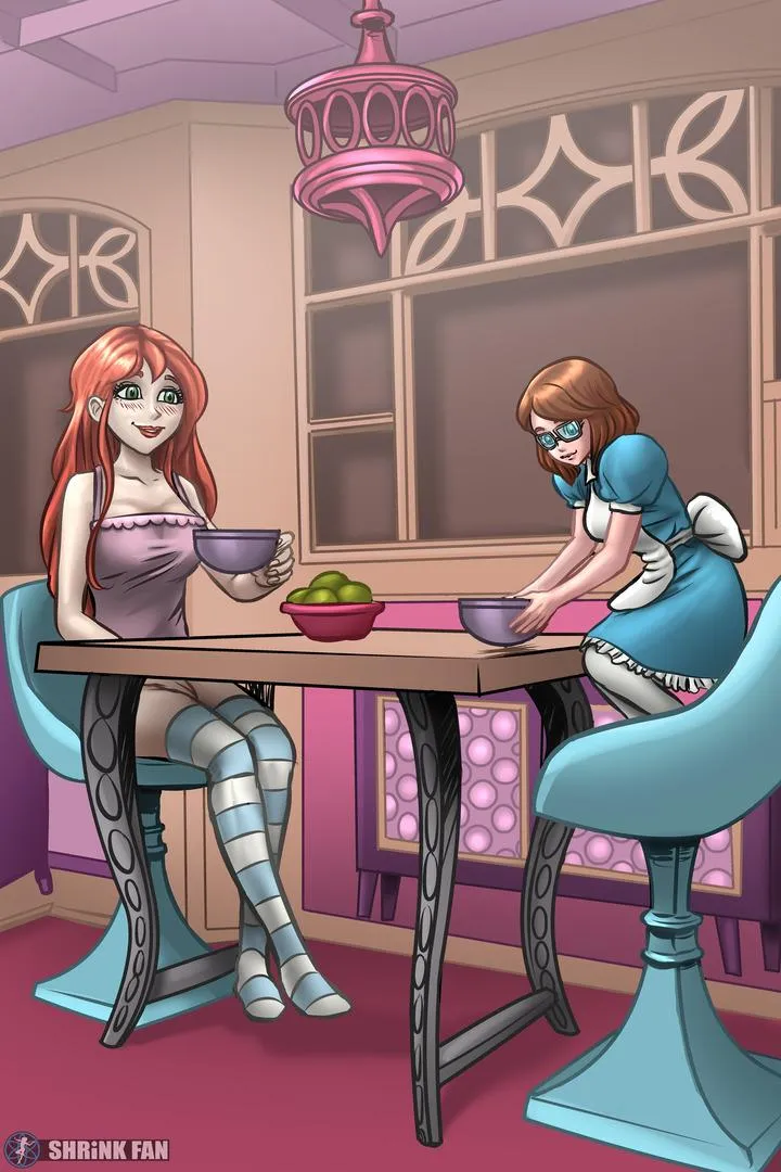 Life in the Dollhouse (shrunken woman, multiple girls, doll size, doll clothes)