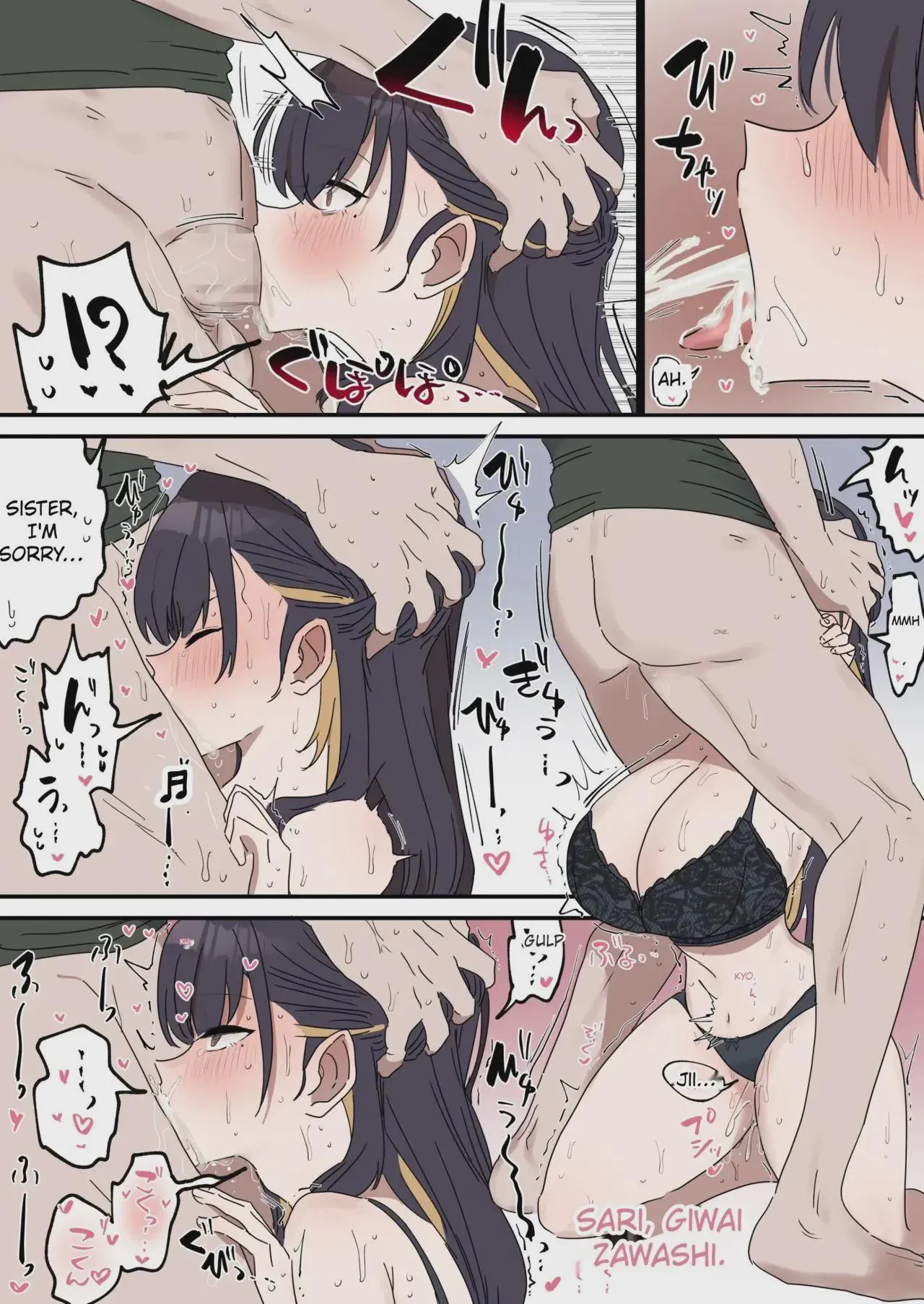 Holding her head so she won't move it away as I go in deep