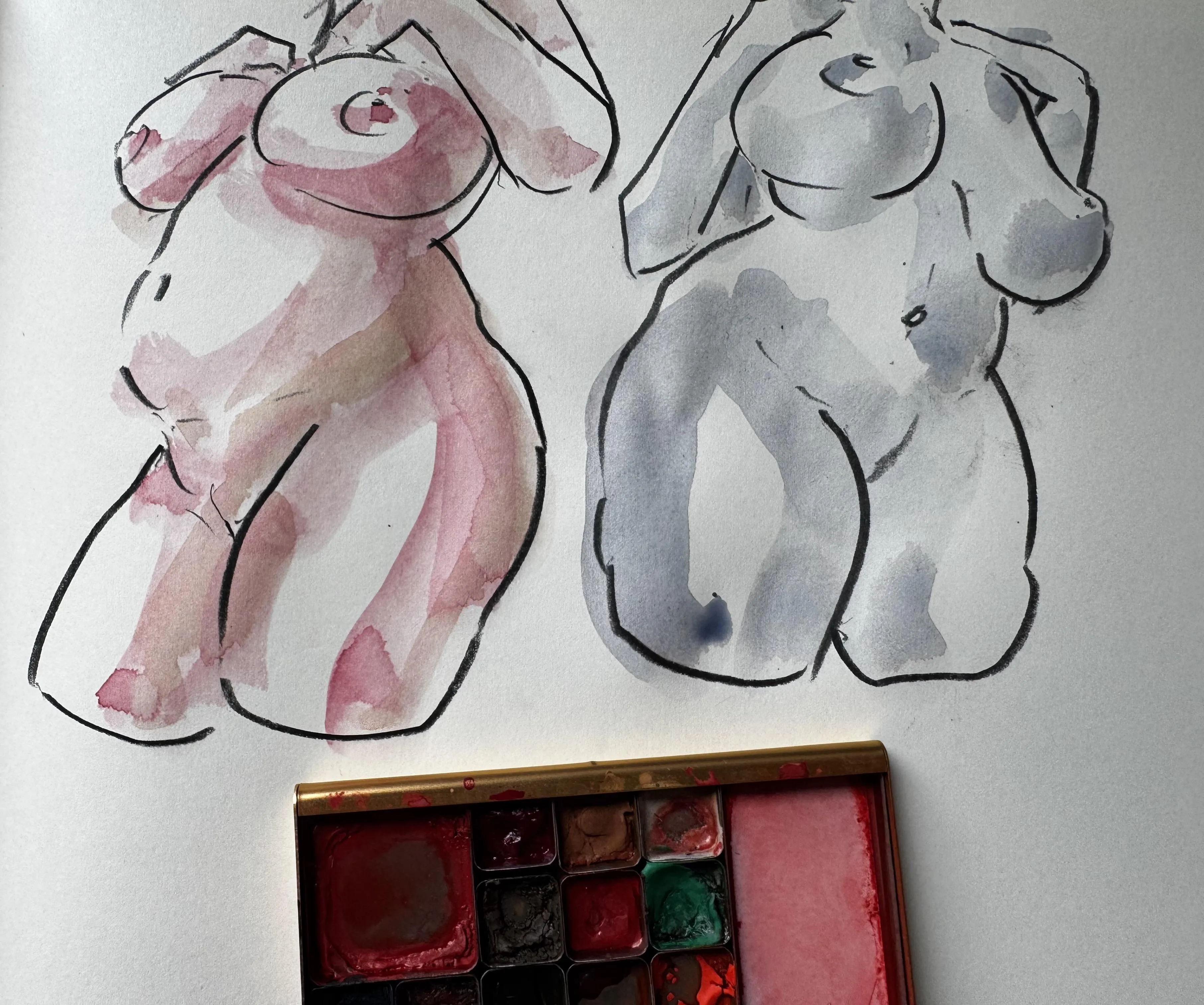 Morning doodles, watercolor by me