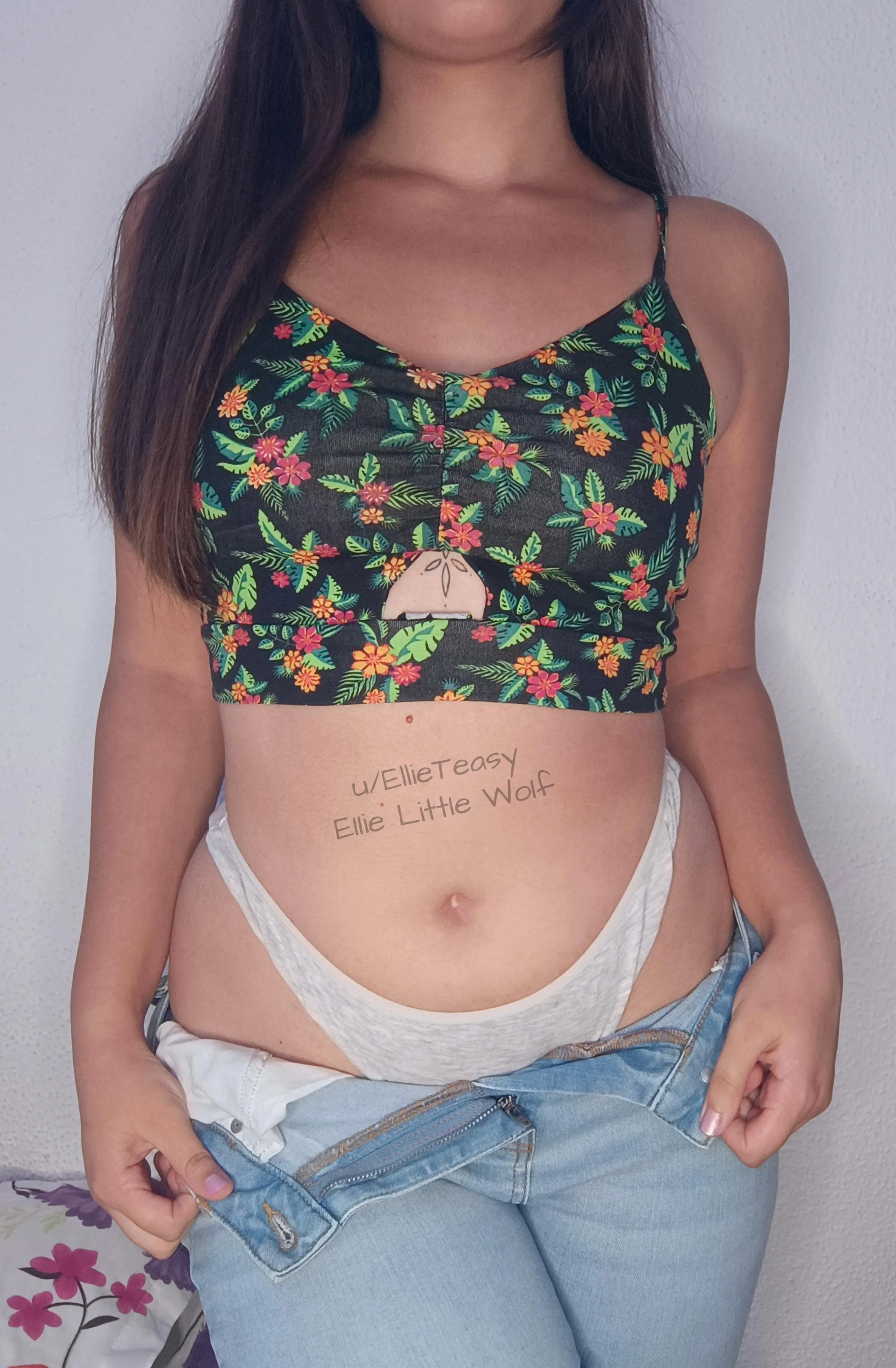 Nuzzling your shoulder while my cheeky panty peek dares your hands