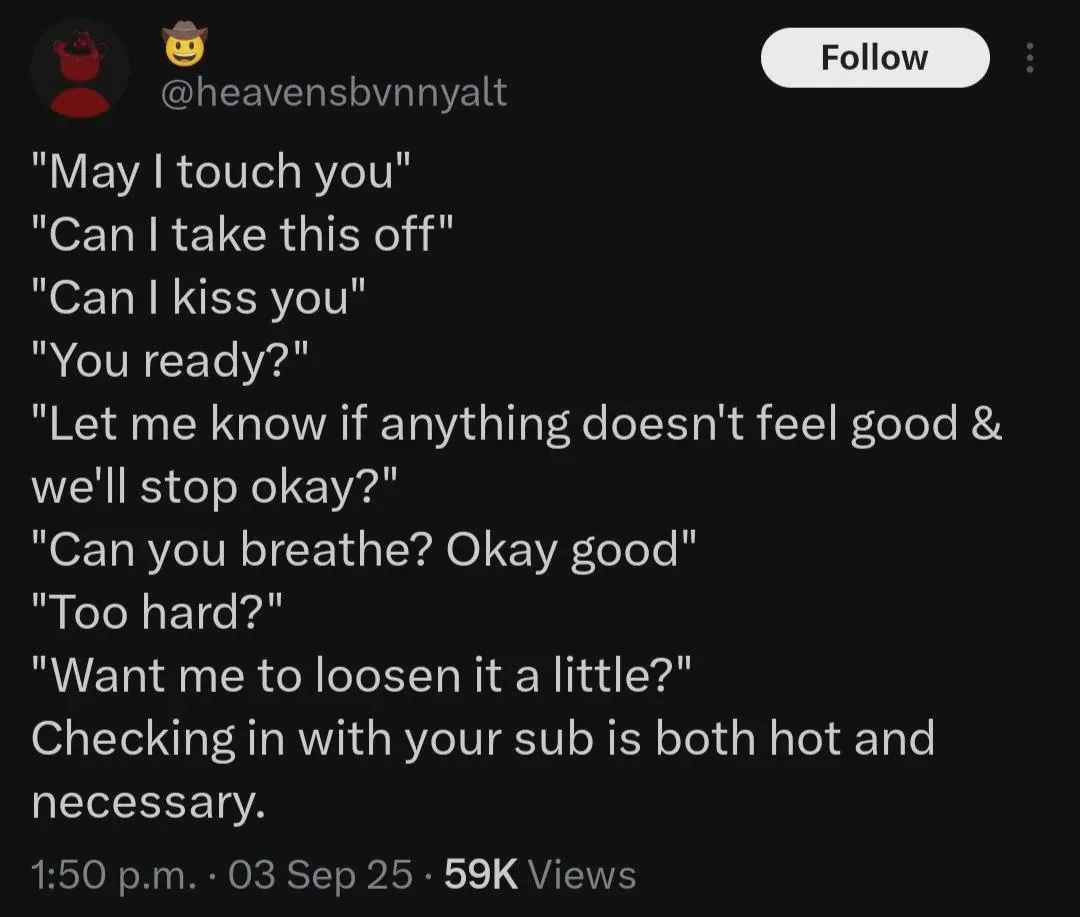 POV: You’re a soft dom and your love language is consent check-ins