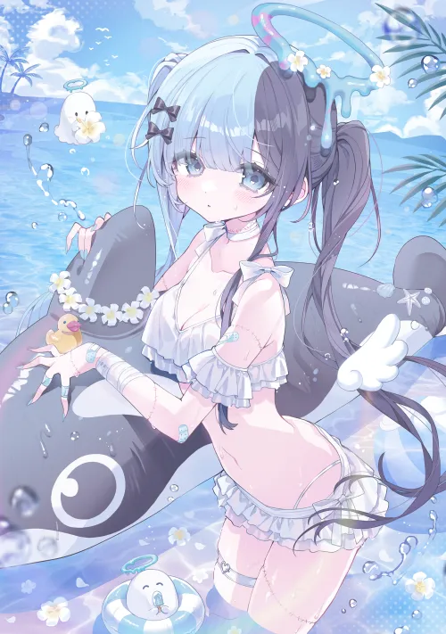 Cute zombie girl at the beach