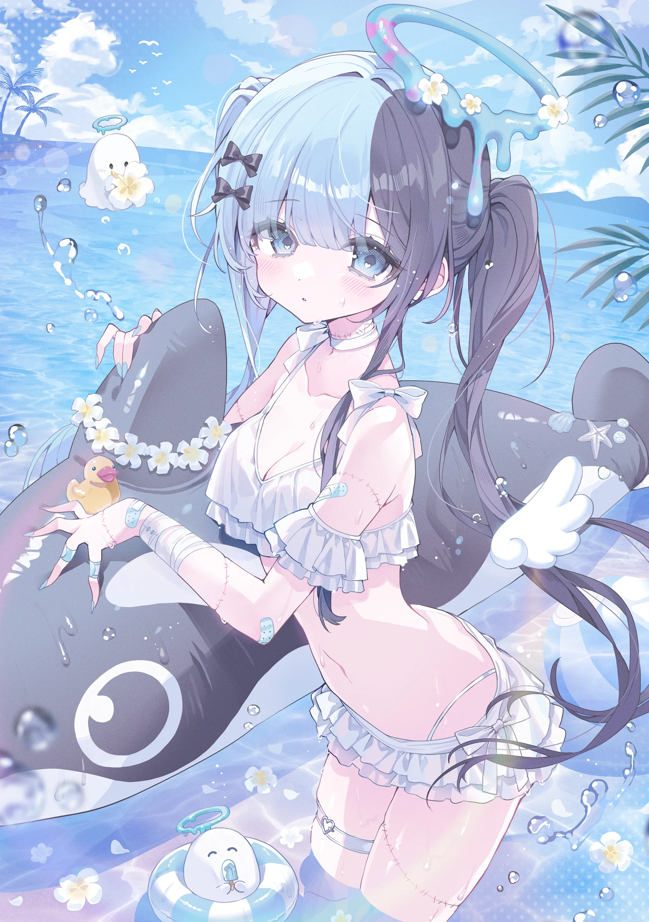 Cute zombie girl at the beach