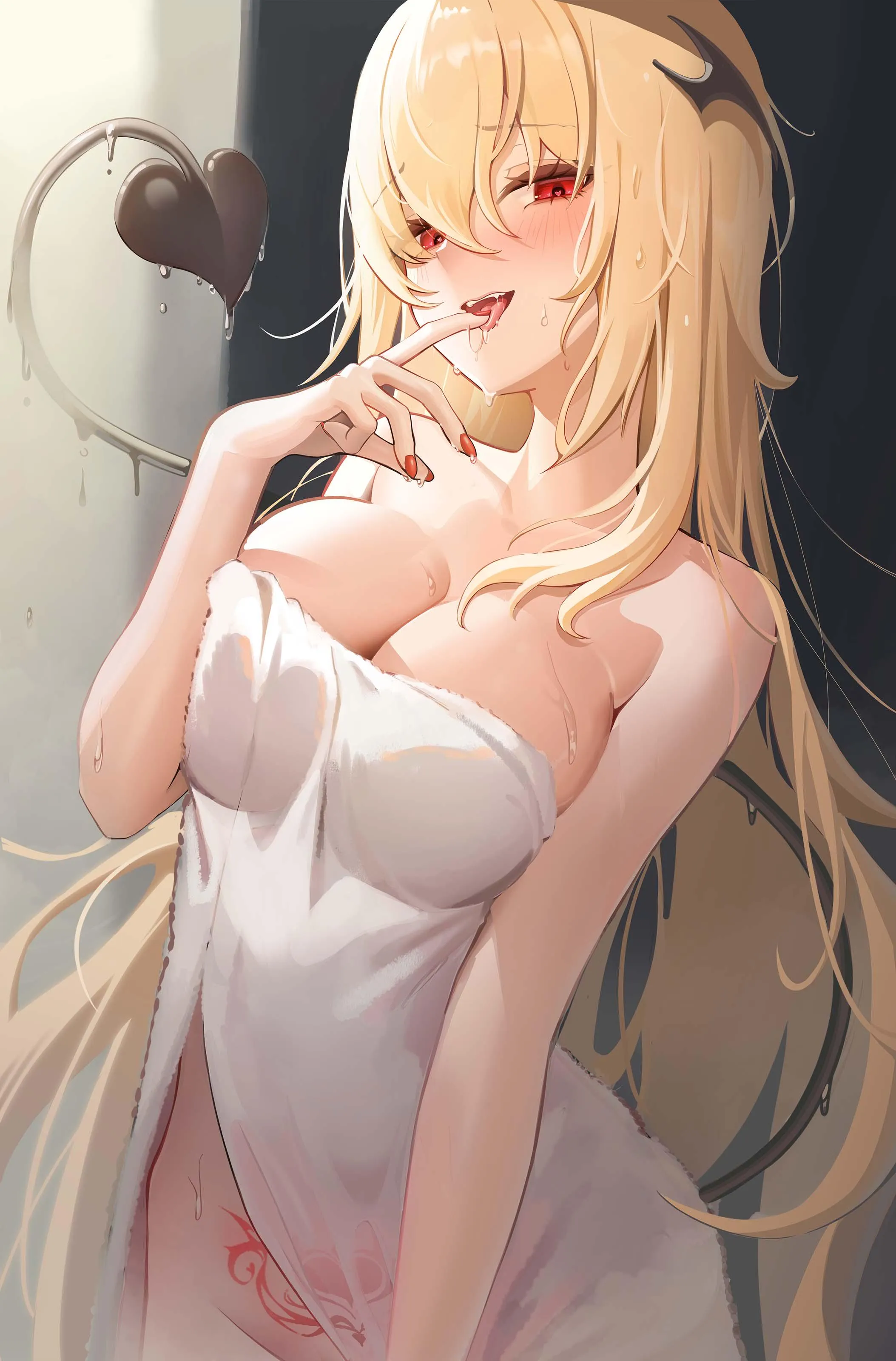 Demon girl in a towel
