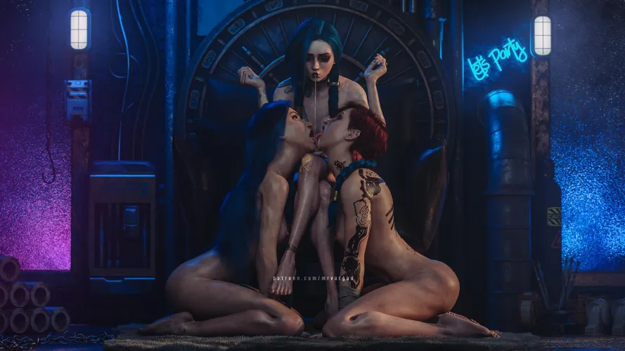 Jinx sharing her juice with Vi and Caitlyn (Mr. Vargas)