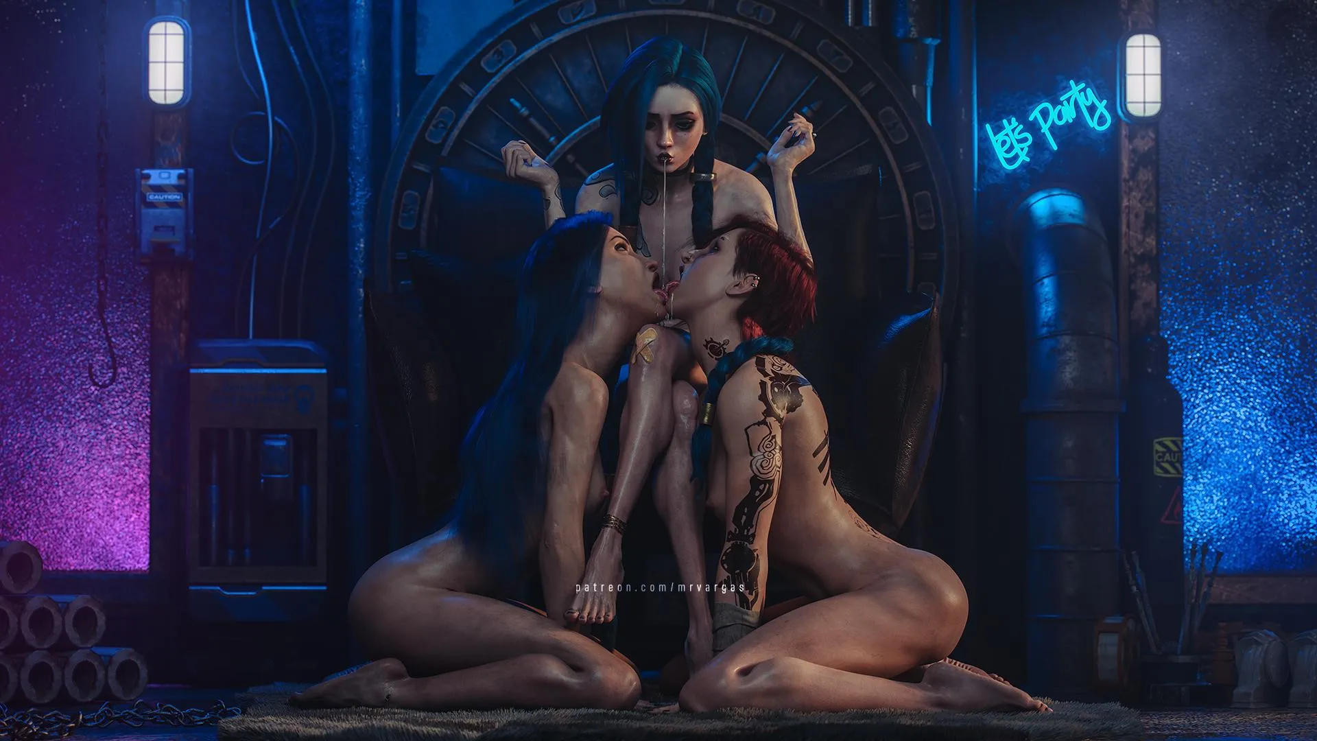 Jinx sharing her juice with Vi and Caitlyn (Mr. Vargas)